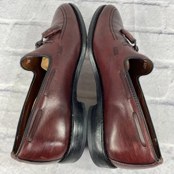 ALLEN EDMONDS Grayson Men's 10 D 8227 Merlot Burnished Calf Tassel Dress Loafers