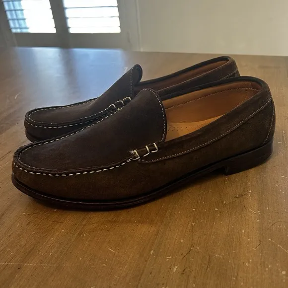 Allen Edmonds Loafers Men's Size 12 D Brown Suede Keene Shoes Stitched *READ*