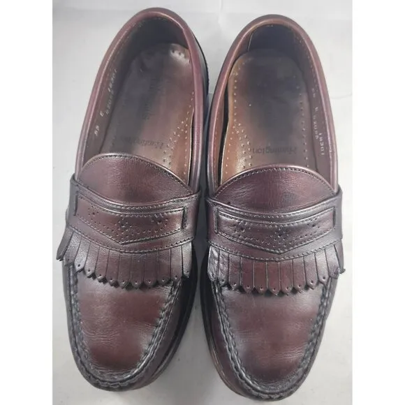 Allen Edmonds Men's Huntington Burgundy Leather Slip-On Penny Loafers Size 5.5E