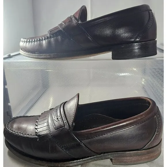 Allen Edmonds Men's Huntington Burgundy Leather Slip-On Penny Loafers Size 5.5E