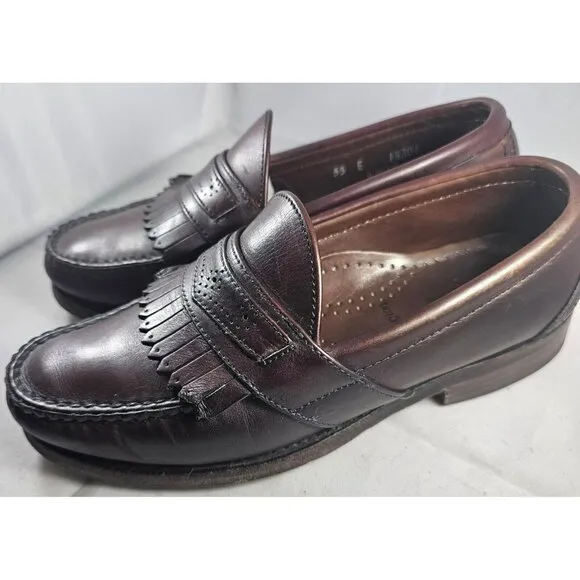 Allen Edmonds Men's Huntington Burgundy Leather Slip-On Penny Loafers Size 5.5E