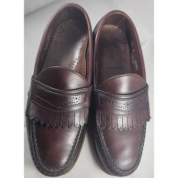 Allen Edmonds Men's Huntington Burgundy Leather Slip-On Penny Loafers Size 5.5E