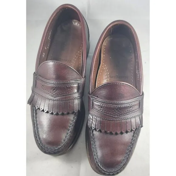 Allen Edmonds Men's Huntington Burgundy Leather Slip-On Penny Loafers Size 5.5E
