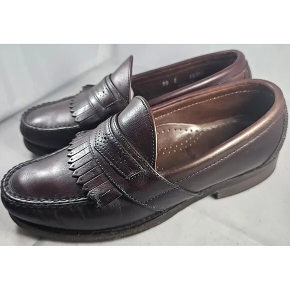 Allen Edmonds Men's Huntington Burgundy Leather Slip-On Penny Loafers Size 5.5E