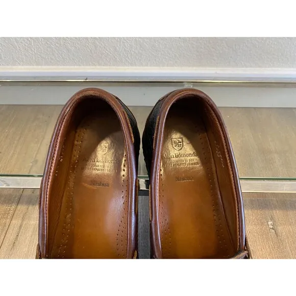 Allen Edmonds Nashua Loafers Tasseled Kiltie Black Brown Leather Mens 11 D