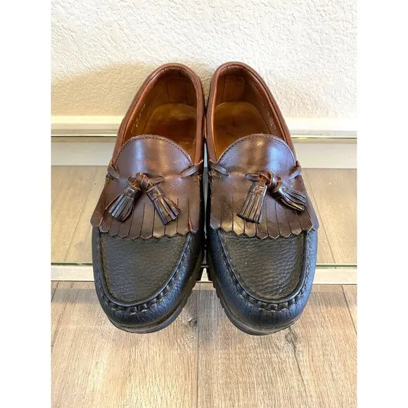 Allen Edmonds Nashua Loafers Tasseled Kiltie Black Brown Leather Mens 11 D