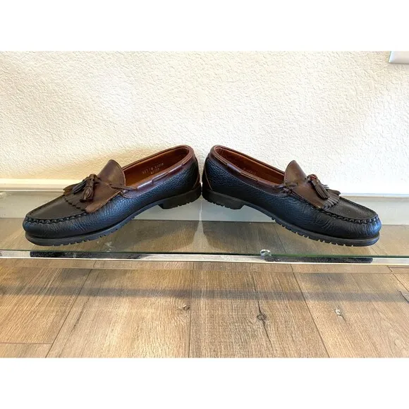 Allen Edmonds Nashua Loafers Tasseled Kiltie Black Brown Leather Mens 11 D