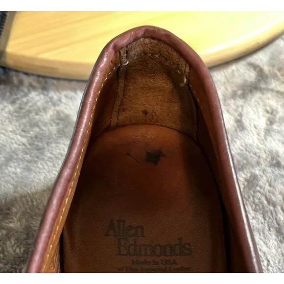 Allen Edmonds Patriot Size 9.5 3E Wide Mens Leather Penny Loafer Burgundy NEW