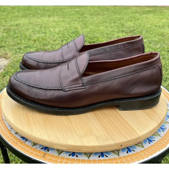 Allen Edmonds Patriot Size 9.5 3E Wide Mens Leather Penny Loafer Burgundy NEW