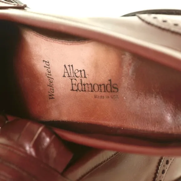Allen Edmonds Wakefield Leather Wingtip Kiltie Brown Slip On Loafers Mens 10.5 D