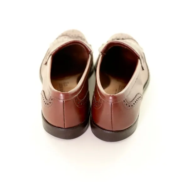 Allen Edmonds Wakefield Leather Wingtip Kiltie Brown Slip On Loafers Mens 10.5 D