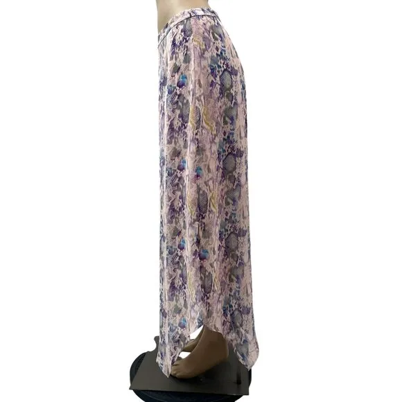 AllSaints Women Midi Skirt Rhea Masala Snake Print Crepe Mink Pink Size 6