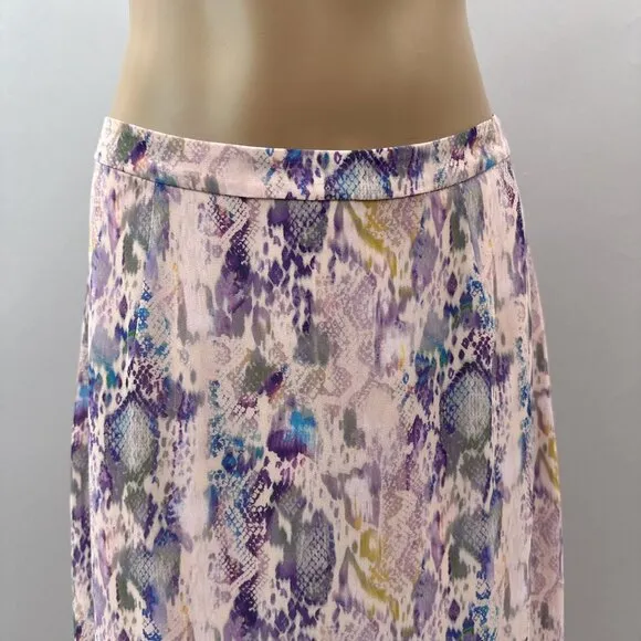 AllSaints Women Midi Skirt Rhea Masala Snake Print Crepe Mink Pink Size 6
