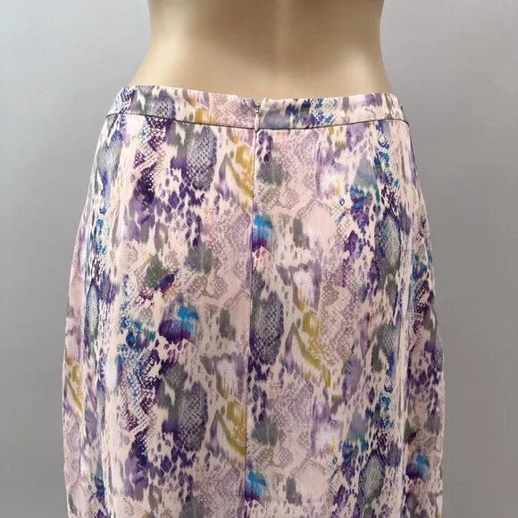 AllSaints Women Midi Skirt Rhea Masala Snake Print Crepe Mink Pink Size 6
