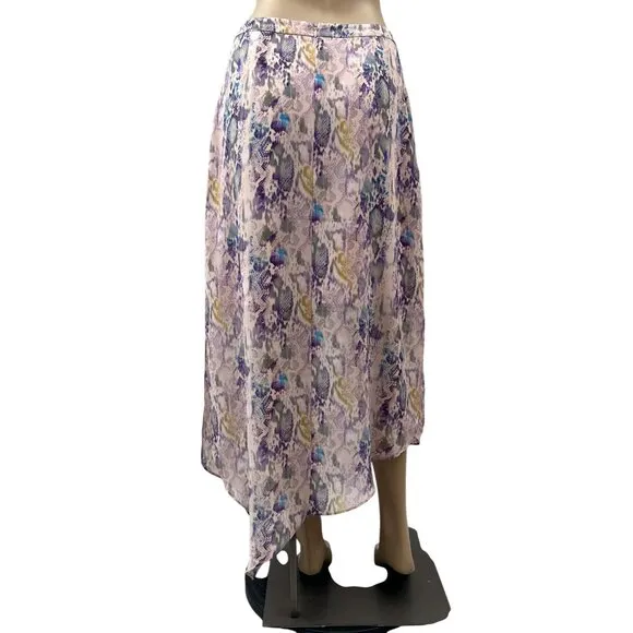 AllSaints Women Midi Skirt Rhea Masala Snake Print Crepe Mink Pink Size 6