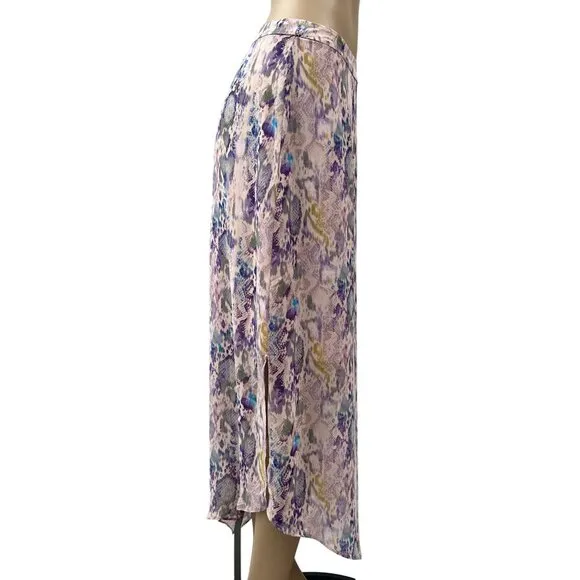 AllSaints Women Midi Skirt Rhea Masala Snake Print Crepe Mink Pink Size 6