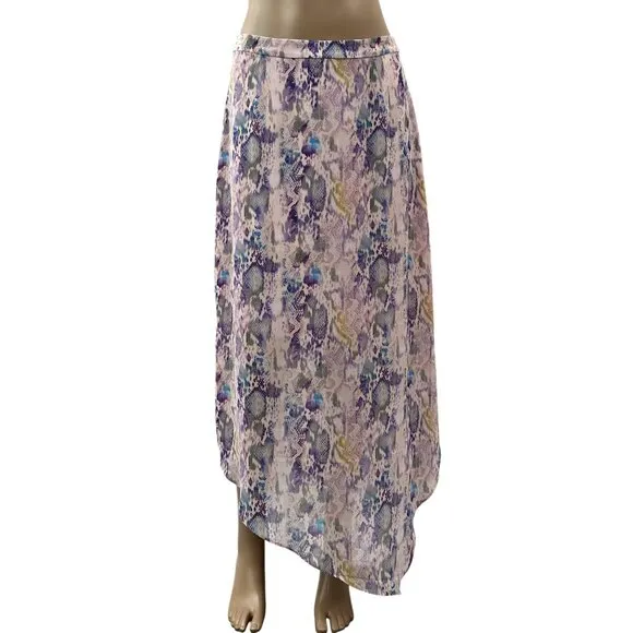 AllSaints Women Midi Skirt Rhea Masala Snake Print Crepe Mink Pink Size 6