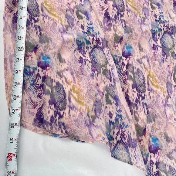 AllSaints Women Midi Skirt Rhea Masala Snake Print Crepe Mink Pink Size 6