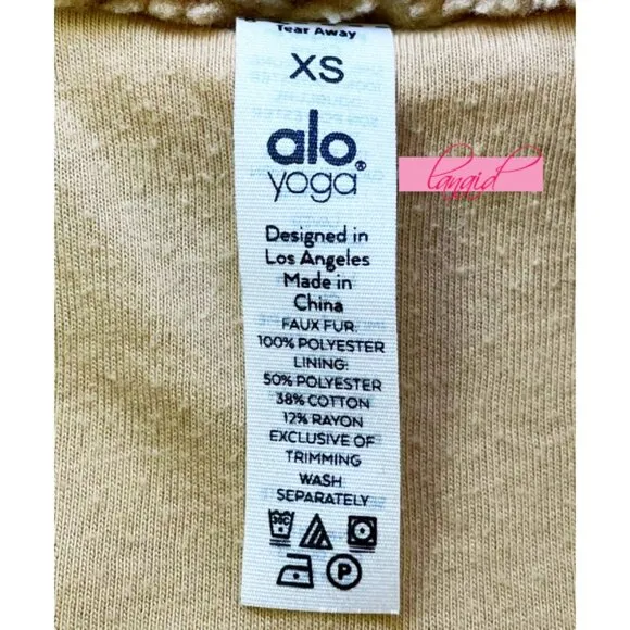 Alo Foxy Sherpa Jacket Camel Fuzzy Teddy Faux Shearling Fur Caramel Tan Coat XS