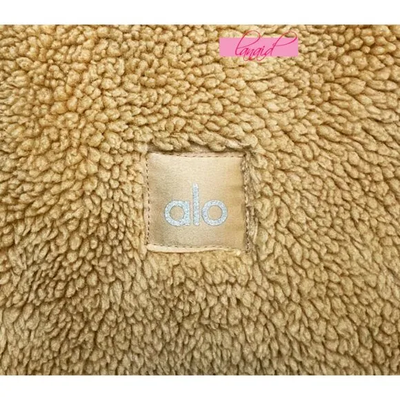 Alo Foxy Sherpa Jacket Camel Fuzzy Teddy Faux Shearling Fur Caramel Tan Coat XS
