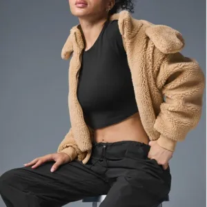 Alo Foxy Sherpa Jacket, Camel, Size Medium