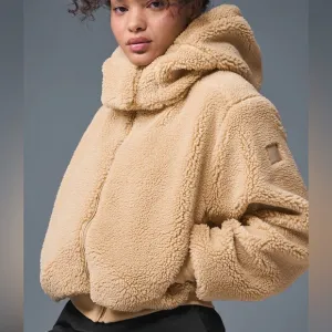 ALO Yoga Foxy Sherpa Jacket Camel Puffer Jacket Plush Insulated Outerwear large