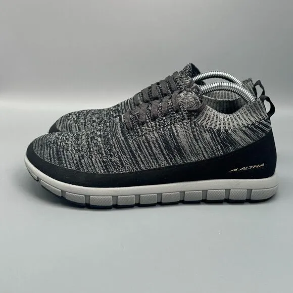 Altra Vali Mens 8 Gray Black Knit Mesh Athletic Running Sneakers Lace-Up Low Top