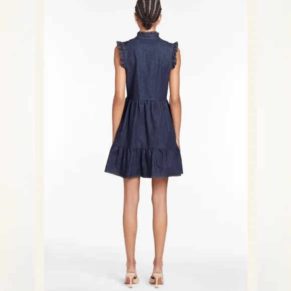 Amanda Upichard Denim Ruffle Mini Dress Size XS