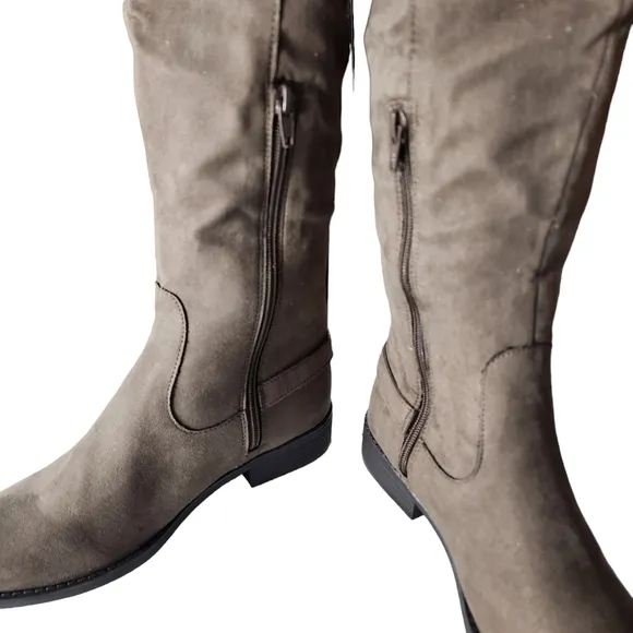 American Rag Adarra Over The Knee Taupe Suede Boot Zipper Size 7.5