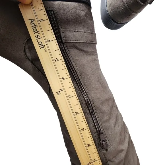 American Rag Adarra Over The Knee Taupe Suede Boot Zipper Size 7.5