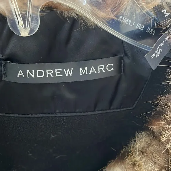 🦋ANDREW MARC Thermore Black PufferJacket W/Faux Leopard Fur at Collar and Cuffs