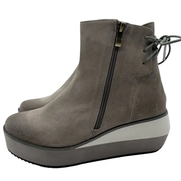 Antelope Womens Shoes Fran Wedge Boot Sz 8 Gray Suede Leather Platform Fall New
