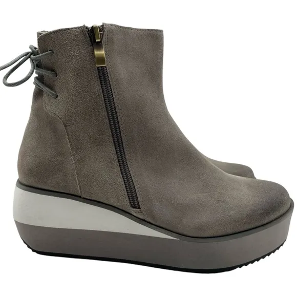 Antelope Womens Shoes Fran Wedge Boot Sz 8 Gray Suede Leather Platform Fall New
