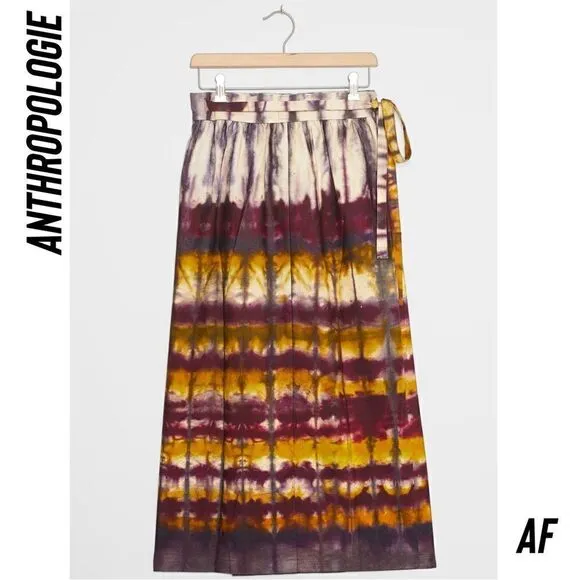 ANTHROPOLOGIE BY TINY HEIDI WRAP MAXI SKIRT IN TIE DYE NWT XS