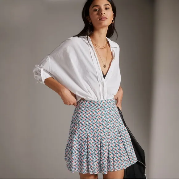 Anthropologie Maeve Pleated Mini Skirt Sz 2