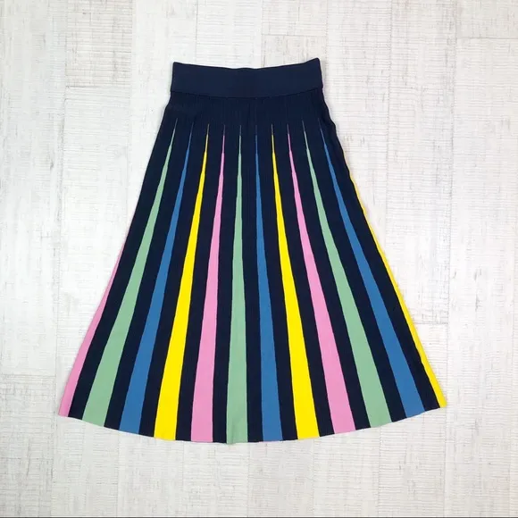 Anthropologie Maeve Rainbow Pleated Contrast Skirt