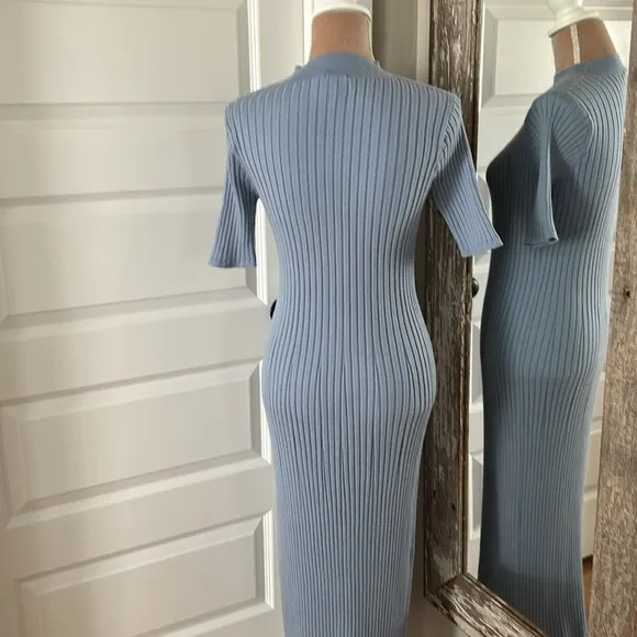 Anthropologie Varley Maeve Long, Short Sleeve Ribbed Knit Dress