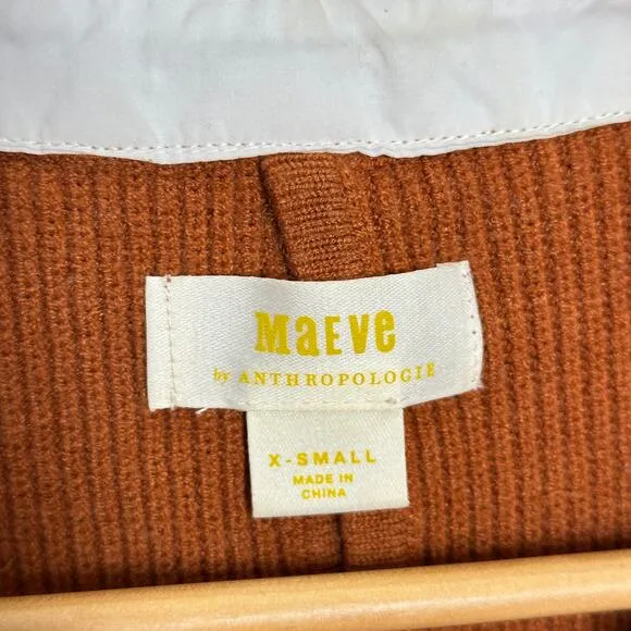 ANTHROPOLOGIE x MAEVE Textured Twofer Pullover Sweater Rust Brown Sz XS {3M21}