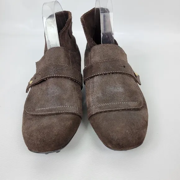 Anthropology Daniella Lehavi Shimering Brown Booties Sz 37 Like New Sz 6