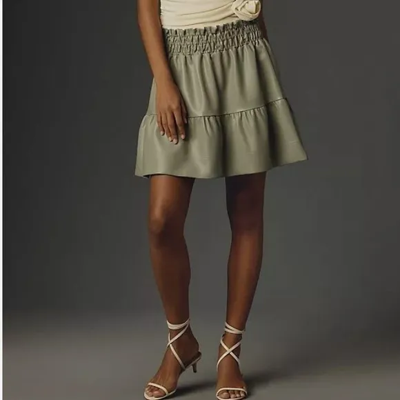 Anthropology The Somerset Mini Skirt: Faux Leather Edition medium