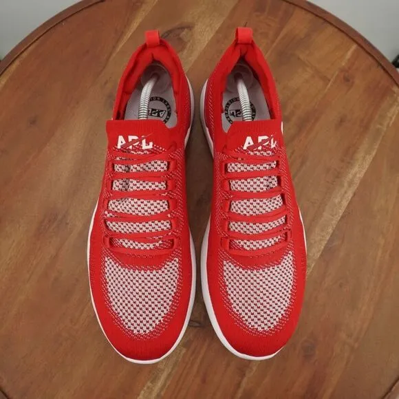 APL Athletic NEW Propulsion Labs Mens Techloom Breeze Knit Sneakers Red Metallic