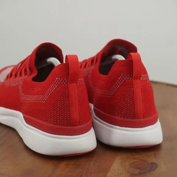 APL Athletic NEW Propulsion Labs Mens Techloom Breeze Knit Sneakers Red Metallic