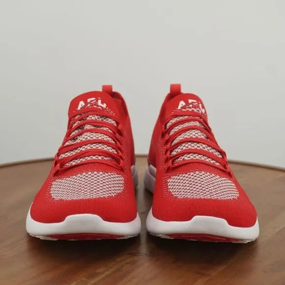 APL Athletic NEW Propulsion Labs Mens Techloom Breeze Knit Sneakers Red Metallic