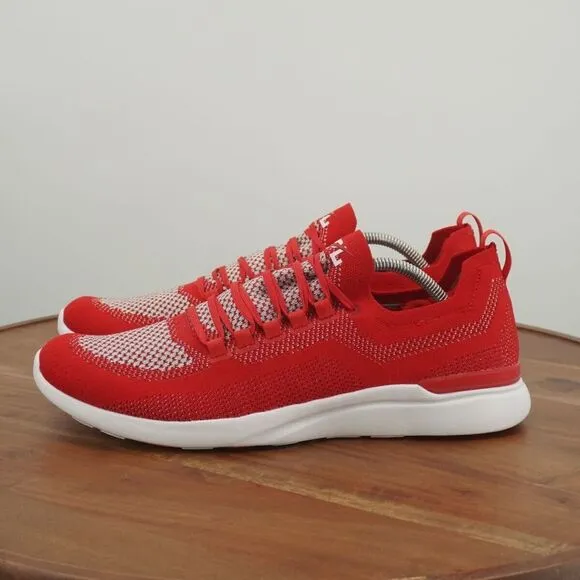 APL Athletic NEW Propulsion Labs Mens Techloom Breeze Knit Sneakers Red Metallic