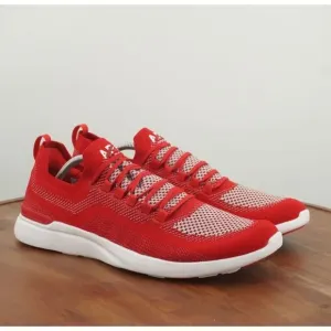 APL Athletic NEW Propulsion Labs Mens Techloom Breeze Knit Sneakers Red Metallic