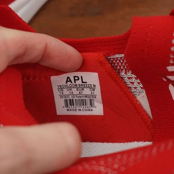APL Athletic NEW Propulsion Labs Mens Techloom Breeze Knit Sneakers Red Metallic