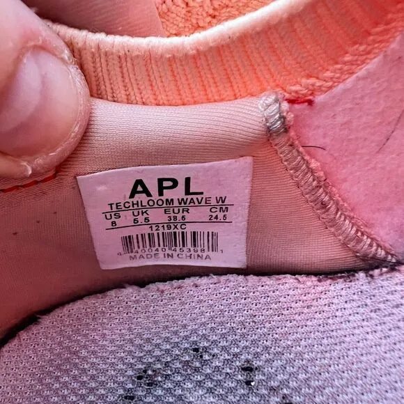 APL Techloom Wave W Sneakers Women's 8 Peach Knit Athletic Running Shoes 1219XC
