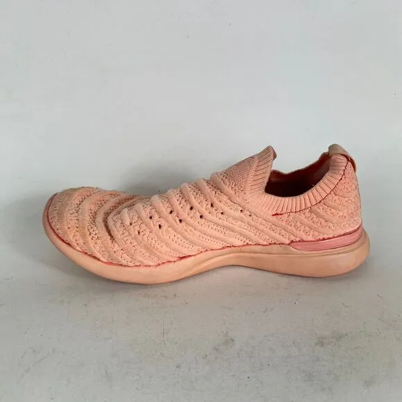 APL Techloom Wave W Sneakers Women's 8 Peach Knit Athletic Running Shoes 1219XC