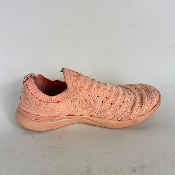 APL Techloom Wave W Sneakers Women's 8 Peach Knit Athletic Running Shoes 1219XC