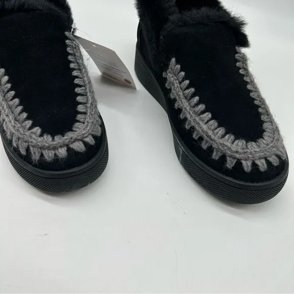AQUA COLLEGE Women's Albina Waterproof Moccasins faux fur lining black size 7.5